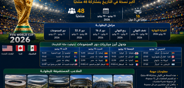 جدول كأس العالم 2026 ونظام البطولة الجديدة.. تفاصيل كاملة عن المونديال الأكبر